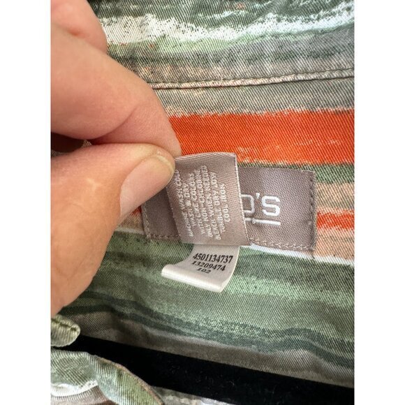 Chico's Women's Striped Jacket size 1-Medium long sleeve collared lightweight - Picture 4 of 6